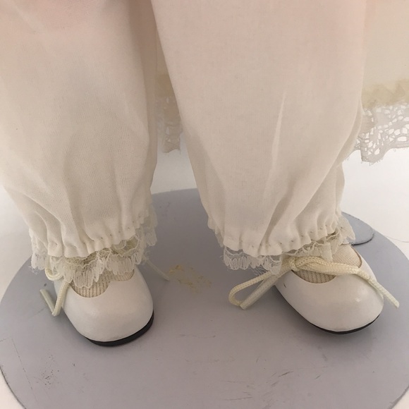 Vintage Porcelain Doll with Soft Body on Metal Stand 16” inches Tall approx - Picture 3 of 11